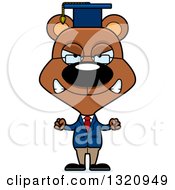 Clipart Of A Cartoon Angry Brown Bear Professor Royalty Free Vector Illustration