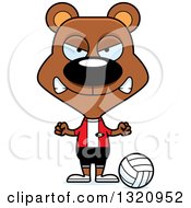 Poster, Art Print Of Cartoon Angry Brown Bear Volleyball Player