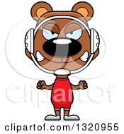 Clipart Of A Cartoon Angry Brown Bear Wrestler Royalty Free Vector Illustration
