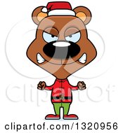 Cartoon Angry Brown Bear Christmas Elf