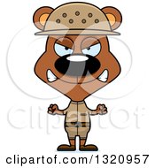 Cartoon Angry Brown Bear Zookeeper
