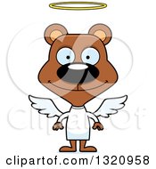 Poster, Art Print Of Cartoon Happy Brown Bear Angel