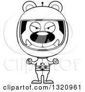 Poster, Art Print Of Cartoon Black And White Angry Bear Astronaut