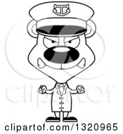 Poster, Art Print Of Cartoon Black And White Angry Bear Captain