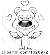 Poster, Art Print Of Cartoon Black And White Angry Bear Cupid