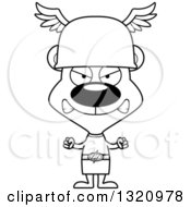 Lineart Clipart Of A Cartoon Black And White Angry Bear Hermes Royalty Free Outline Vector Illustration