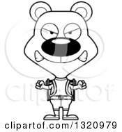 Lineart Clipart Of A Cartoon Black And White Angry Bear Hiker Royalty Free Outline Vector Illustration