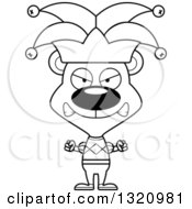 Lineart Clipart Of A Cartoon Black And White Angry Bear Jester Royalty Free Outline Vector Illustration