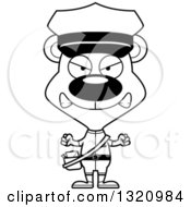 Lineart Clipart Of A Cartoon Black And White Angry Bear Mailman Royalty Free Outline Vector Illustration