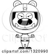 Poster, Art Print Of Cartoon Black And White Angry Bear Race Car Driver
