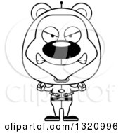 Poster, Art Print Of Cartoon Black And White Angry Bear Space Man