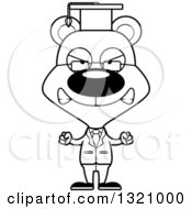 Lineart Clipart Of A Cartoon Black And White Angry Bear Professor Royalty Free Outline Vector Illustration