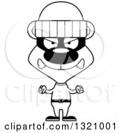 Lineart Clipart Of A Cartoon Black And White Angry Bear Robber Royalty Free Outline Vector Illustration