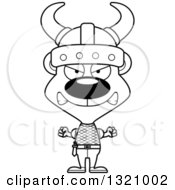 Lineart Clipart Of A Cartoon Black And White Angry Bear Viking Royalty Free Outline Vector Illustration