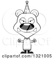 Poster, Art Print Of Cartoon Black And White Angry Bear Wizard