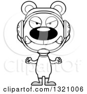 Lineart Clipart Of A Cartoon Black And White Angry Bear Wrestler Royalty Free Outline Vector Illustration