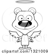 Poster, Art Print Of Cartoon Black And White Happy Bear Angel
