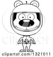 Poster, Art Print Of Cartoon Black And White Happy Bear Astronaut