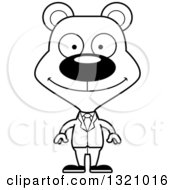 Lineart Clipart Of A Cartoon Black And White Happy Bear Business Man Royalty Free Outline Vector Illustration