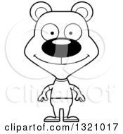 Lineart Clipart Of A Cartoon Black And White Happy Casual Bear Royalty Free Outline Vector Illustration