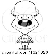 Poster, Art Print Of Cartoon Black And White Happy Bear Construction Worker