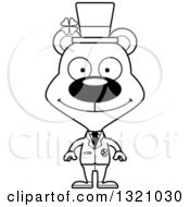 Lineart Clipart Of A Cartoon Black And White Happy Irish St Patricks Day Bear Royalty Free Outline Vector Illustration
