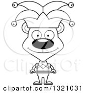 Lineart Clipart Of A Cartoon Black And White Happy Bear Jester Royalty Free Outline Vector Illustration