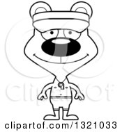 Lineart Clipart Of A Cartoon Black And White Happy Bear Lifeguard Royalty Free Outline Vector Illustration