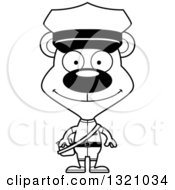 Lineart Clipart Of A Cartoon Black And White Happy Bear Mail Man Royalty Free Outline Vector Illustration
