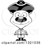 Poster, Art Print Of Cartoon Black And White Happy Pirate Bear