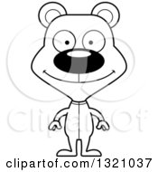 Lineart Clipart Of A Cartoon Black And White Happy Bear In Pajamas Royalty Free Outline Vector Illustration