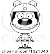 Poster, Art Print Of Cartoon Black And White Happy Bear Racer