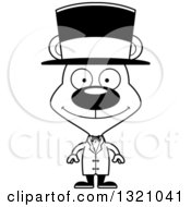 Lineart Clipart Of A Cartoon Black And White Happy Bear Cirucs Ringmaster Royalty Free Outline Vector Illustration