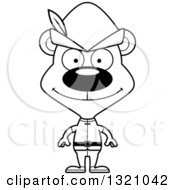 Lineart Clipart Of A Cartoon Black And White Happy Robin Hood Bear Royalty Free Outline Vector Illustration