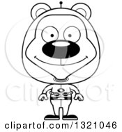 Lineart Clipart Of A Cartoon Black And White Happy Space Bear Royalty Free Outline Vector Illustration