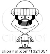 Poster, Art Print Of Cartoon Black And White Happy Robber Bear
