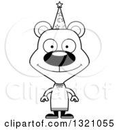 Poster, Art Print Of Cartoon Black And White Happy Bear Wizard