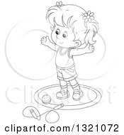 Poster, Art Print Of Cartoon Black And White Girl Working Out With A Ball And Jump Rope