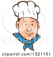 Poster, Art Print Of Retro Cartoon White Male Chef Face In A Toque With A Tan Outline