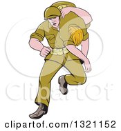 Cartoon Wwii Soldier Carring An Injured Comrade Over His Shoulder
