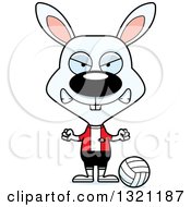 Clipart Of A Cartoon Mad White Rabbit Volleyball Player Royalty Free Vector Illustration