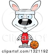 Poster, Art Print Of Cartoon Happy White Rabbit Soccer Player