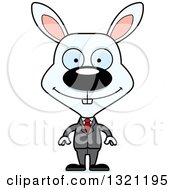 Clipart Of A Cartoon Happy White Rabbit Business Man Royalty Free Vector Illustration