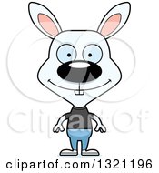 Clipart Of A Cartoon Happy White Casual Rabbit Royalty Free Vector Illustration