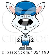 Poster, Art Print Of Clipart Of A  Cartoon Happy White Rabbit Baseball Player Royalty Free Vector Illustration