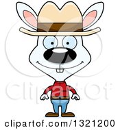 Poster, Art Print Of Cartoon Happy White Rabbit Cowboy