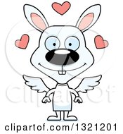 Clipart Of A Cartoon Happy White Rabbit Cupid Royalty Free Vector Illustration