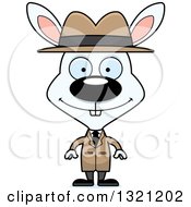 Clipart Of A Cartoon Happy White Rabbit Detective Royalty Free Vector Illustration