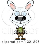 Poster, Art Print Of Cartoon Happy White Rabbit Hiker