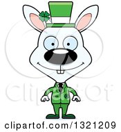 Clipart Of A Cartoon Happy White St Patricks Day Irish Rabbit Royalty Free Vector Illustration